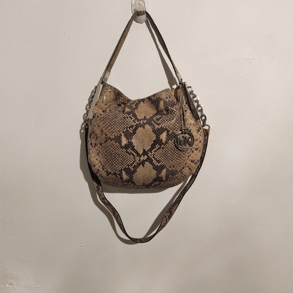 Michael Kors Women Snake Printed Shoulder Bag